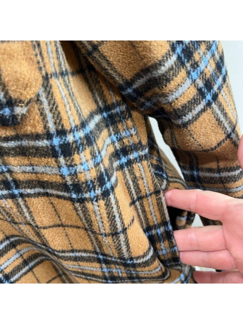 Veveret Flannel Plaid Shacket Womens S Brown/Blue Oversized Pockets - Picture 4 of 8
